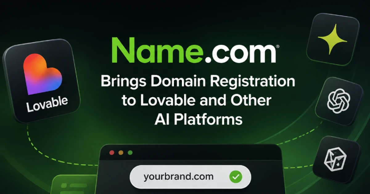 Name.com domain registration available through Lovable and other platforms